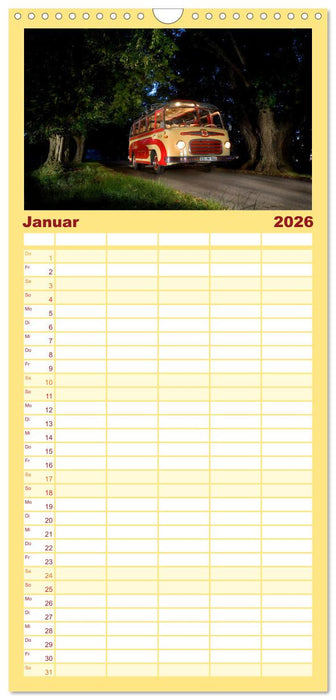 Historische und moderne Busse (CALVENDO Familienplaner 2026)