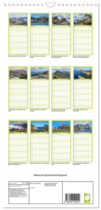 Mallorcas faszinierende Bergwelt (CALVENDO Familienplaner 2026)