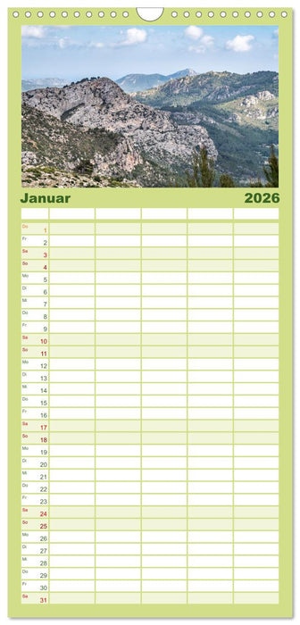 Mallorcas faszinierende Bergwelt (CALVENDO Familienplaner 2026)