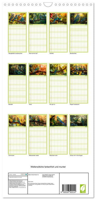 Wellensittiche farbenfroh und munter (CALVENDO Familienplaner 2026)