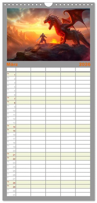 Drachentänzer - Bildgeschichten aus dem Mittelalter (CALVENDO Familienplaner 2026)