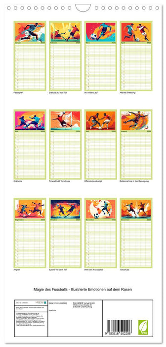 Magie des Fussballs - Illustrierte Emotionen auf dem Rasen (CALVENDO Familienplaner 2026)