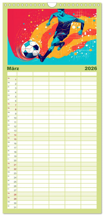 Magie des Fussballs - Illustrierte Emotionen auf dem Rasen (CALVENDO Familienplaner 2026)