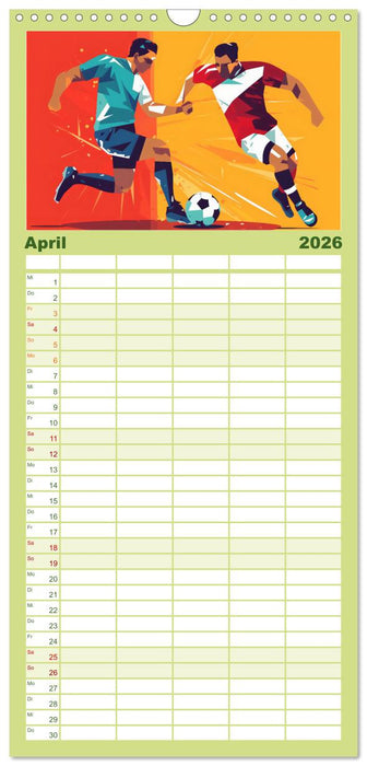 Magie des Fussballs - Illustrierte Emotionen auf dem Rasen (CALVENDO Familienplaner 2026)