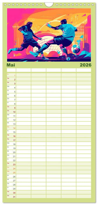 Magie des Fussballs - Illustrierte Emotionen auf dem Rasen (CALVENDO Familienplaner 2026)