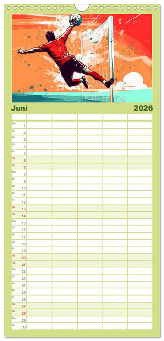 Magie des Fussballs - Illustrierte Emotionen auf dem Rasen (CALVENDO Familienplaner 2026)