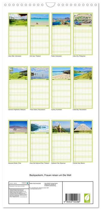 Backpackerin, Frauen reisen um Die Welt (CALVENDO Familienplaner 2026)