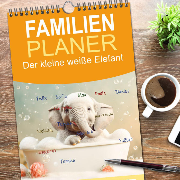 Der kleine weiße Elefant (CALVENDO Familienplaner 2026)