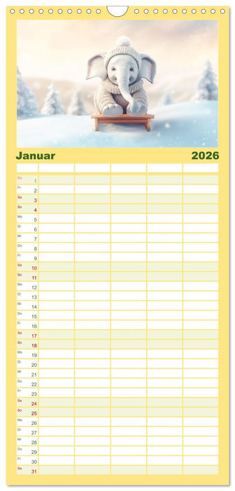 Der kleine weiße Elefant (CALVENDO Familienplaner 2026)