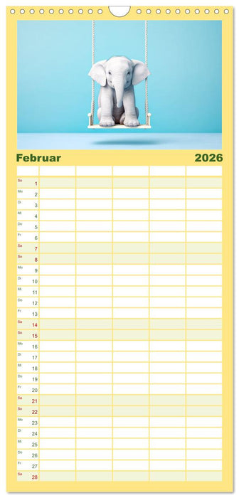 Der kleine weiße Elefant (CALVENDO Familienplaner 2026)