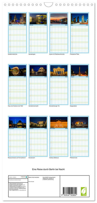 Eine Reise durch Berlin bei Nacht (CALVENDO Familienplaner 2026)