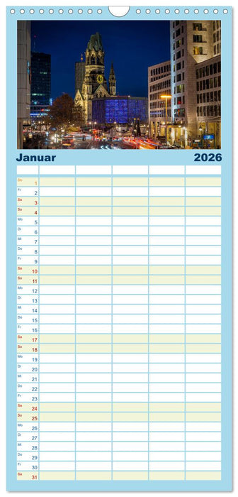 Eine Reise durch Berlin bei Nacht (CALVENDO Familienplaner 2026)