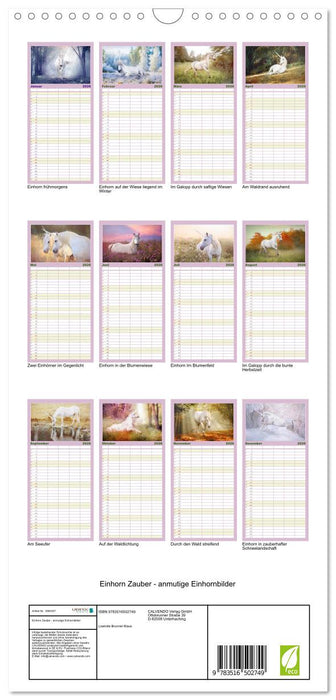 Einhorn Zauber - anmutige Einhornbilder (CALVENDO Familienplaner 2026)