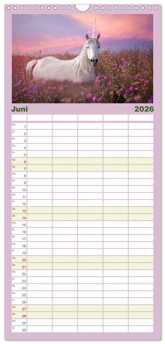 Einhorn Zauber - anmutige Einhornbilder (CALVENDO Familienplaner 2026)