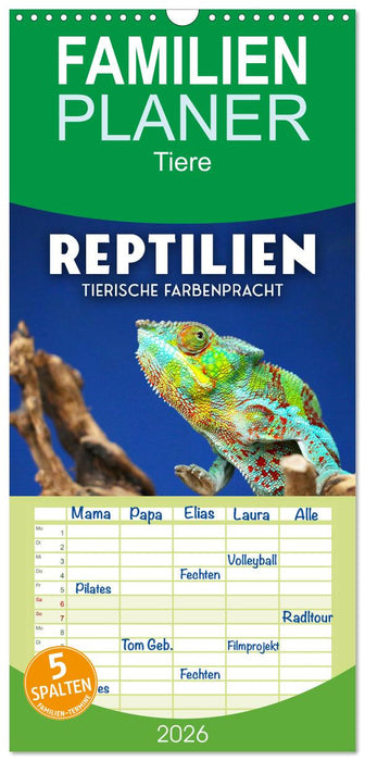 Reptilien - Tierische Farbenpracht (CALVENDO Familienplaner 2026)
