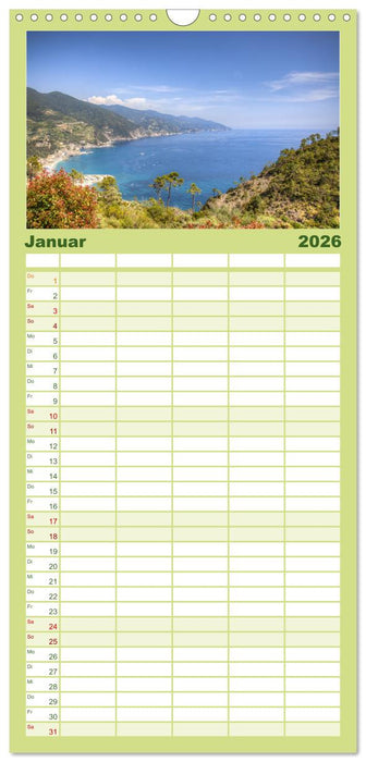 Italienische Riviera Cinque Terre (CALVENDO Familienplaner 2026)