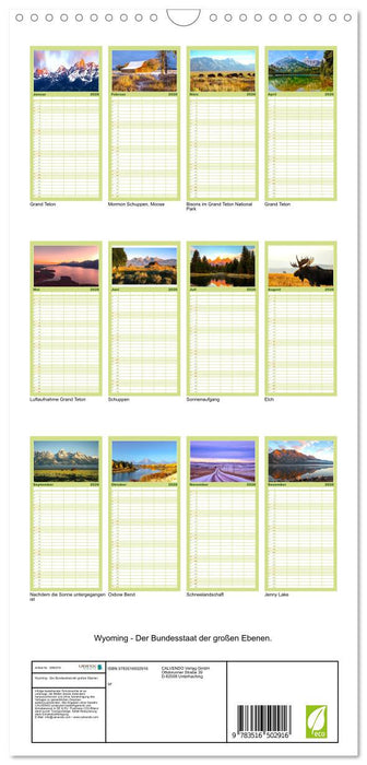 Wyoming - Der Bundesstaat der großen Ebenen. (CALVENDO Familienplaner 2026)