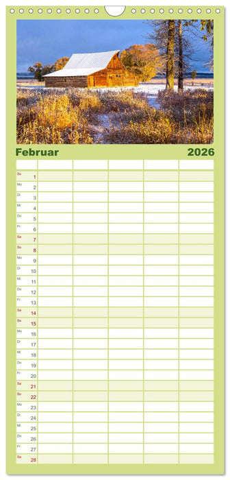 Wyoming - Der Bundesstaat der großen Ebenen. (CALVENDO Familienplaner 2026)