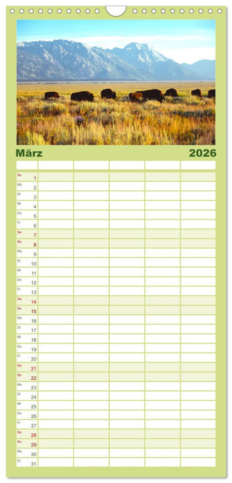 Wyoming - Der Bundesstaat der großen Ebenen. (CALVENDO Familienplaner 2026)