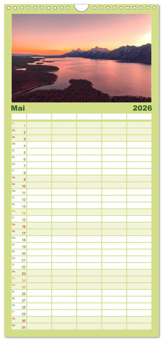 Wyoming - Der Bundesstaat der großen Ebenen. (CALVENDO Familienplaner 2026)