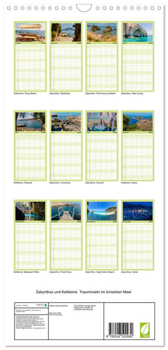 Zakynthos und Kefalonia Trauminseln im Ionischen Meer (CALVENDO Familienplaner 2026)