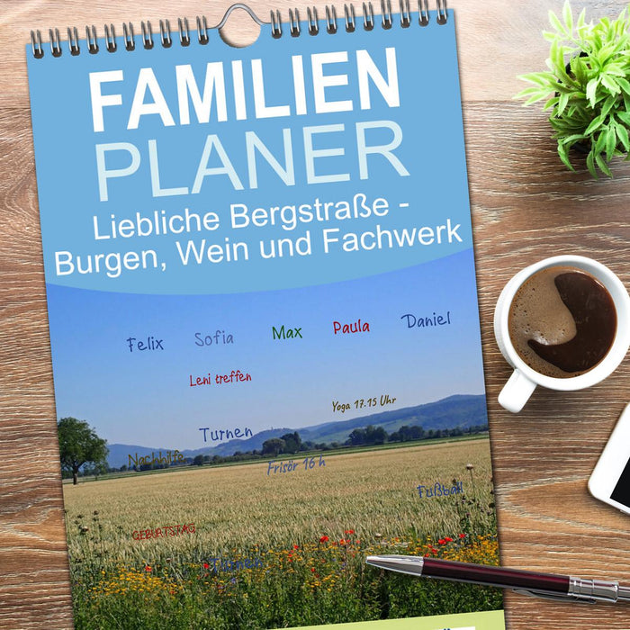 Liebliche Bergstraße - Burgen, Wein und Fachwerk (CALVENDO Familienplaner 2026)