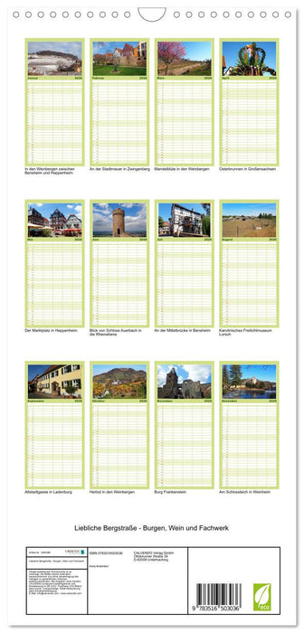 Liebliche Bergstraße - Burgen, Wein und Fachwerk (CALVENDO Familienplaner 2026)
