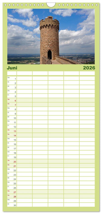 Liebliche Bergstraße - Burgen, Wein und Fachwerk (CALVENDO Familienplaner 2026)