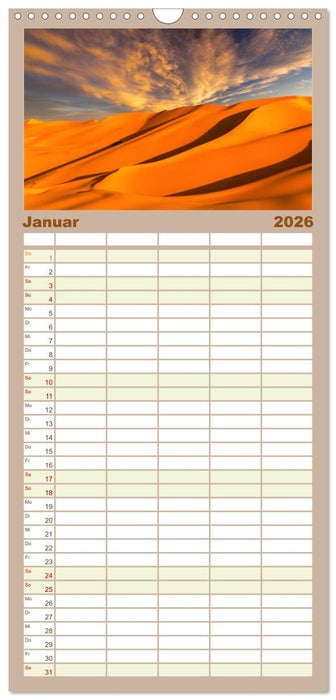 Sahara - Die größte Trockenwüste der Welt. (CALVENDO Familienplaner 2026)