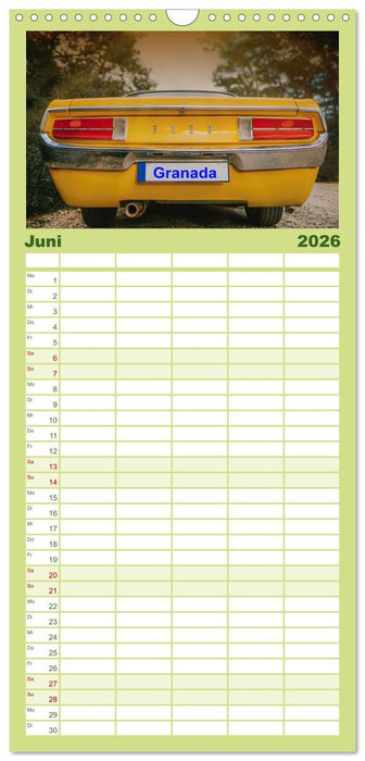 Automobile Träume der 70er (CALVENDO Familienplaner 2026)