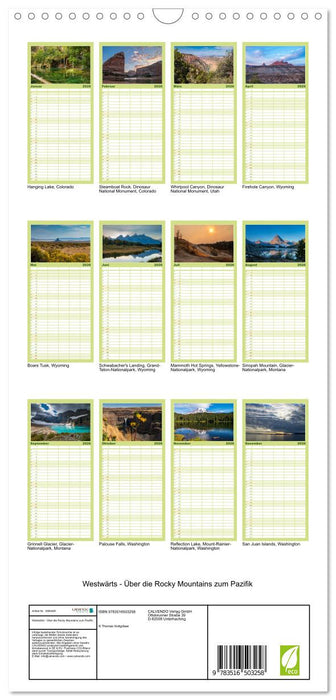Westwärts - Über die Rocky Mountains zum Pazifik (CALVENDO Familienplaner 2026)