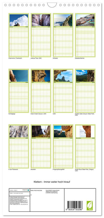 Klettern - Immer weiter hoch hinauf (CALVENDO Familienplaner 2026)