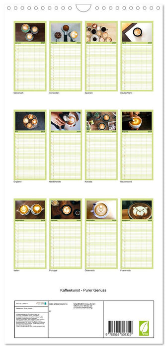 Kaffeekunst - Purer Genuss (CALVENDO Familienplaner 2026)