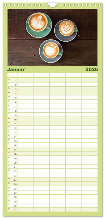 Kaffeekunst - Purer Genuss (CALVENDO Familienplaner 2026)