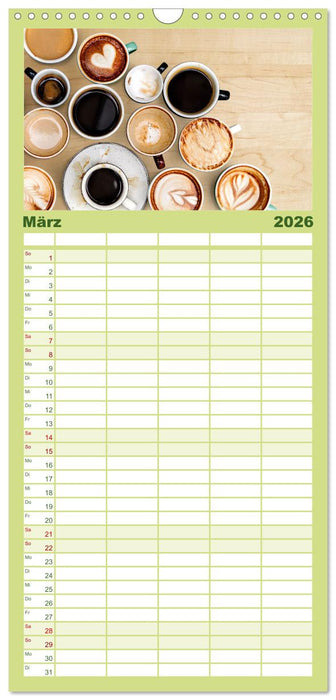 Kaffeekunst - Purer Genuss (CALVENDO Familienplaner 2026)