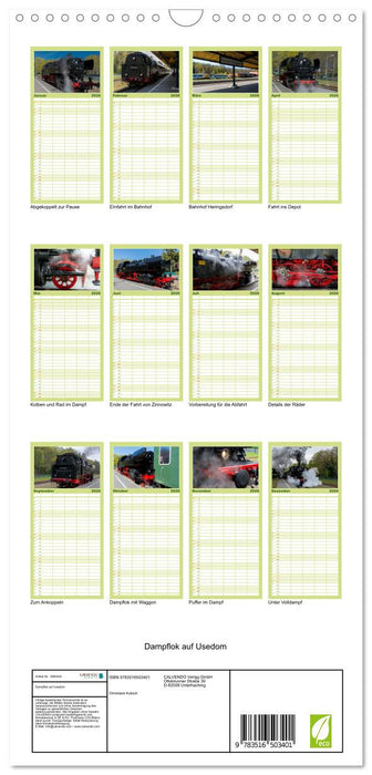 Dampflok auf Usedom (CALVENDO Familienplaner 2026)