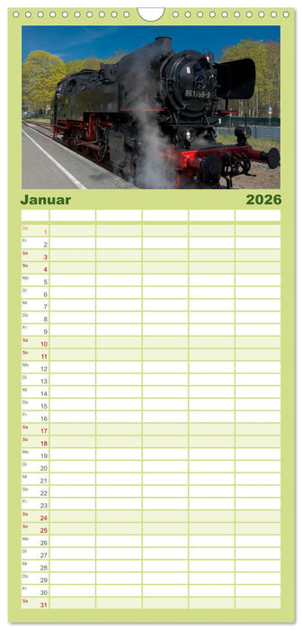 Dampflok auf Usedom (CALVENDO Familienplaner 2026)