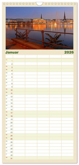 Alsteransichten in Hamburg (CALVENDO Familienplaner 2026)