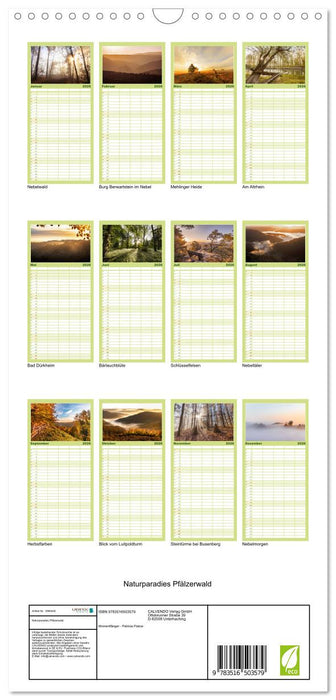 Naturparadies Pfälzerwald (CALVENDO Familienplaner 2026)