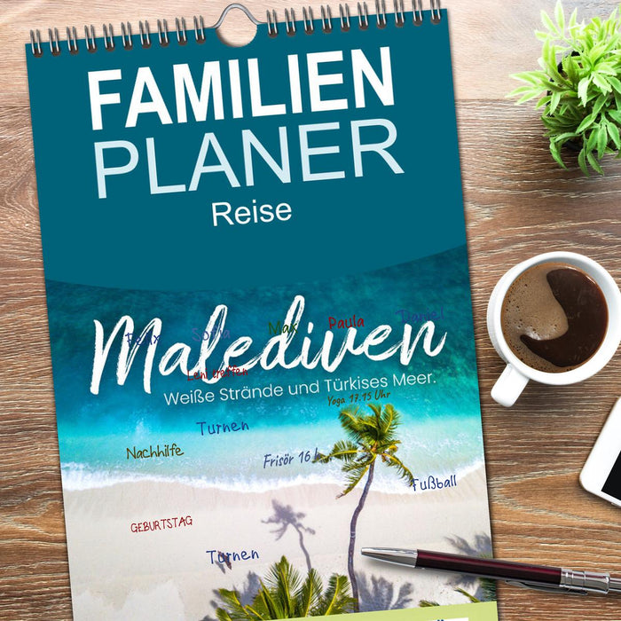 Malediven - Weiße Strände und Türkises Meer. (CALVENDO Familienplaner 2026)