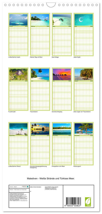 Malediven - Weiße Strände und Türkises Meer. (CALVENDO Familienplaner 2026)