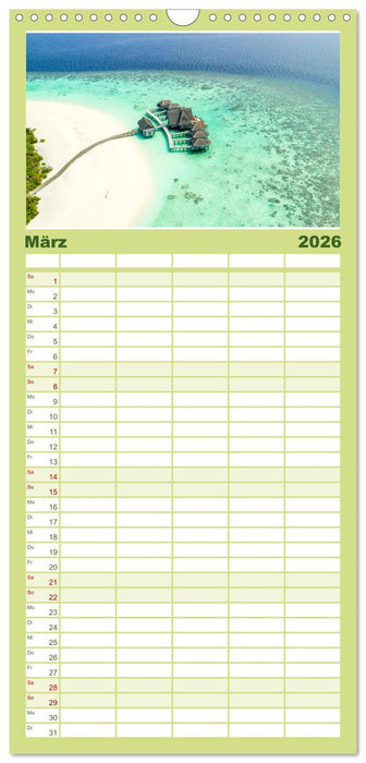 Malediven - Weiße Strände und Türkises Meer. (CALVENDO Familienplaner 2026)