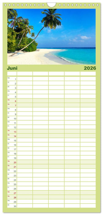 Malediven - Weiße Strände und Türkises Meer. (CALVENDO Familienplaner 2026)