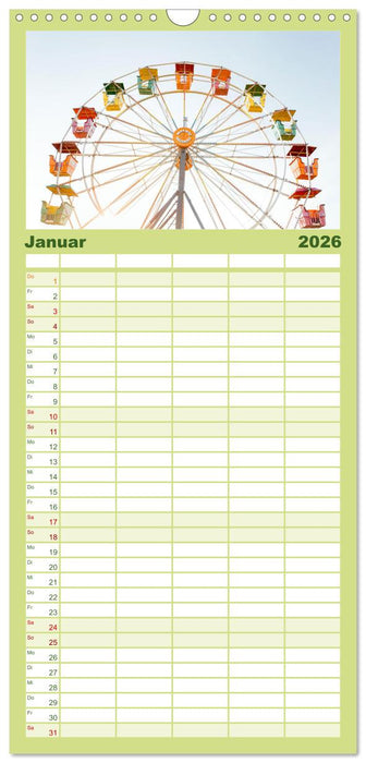Riesenräder - Ein Spaß für jung und alt. (CALVENDO Familienplaner 2026)