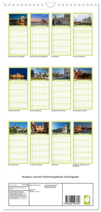 Budapest: zwischen Parlamentsgebäude und Burgpalast (CALVENDO Familienplaner 2026)