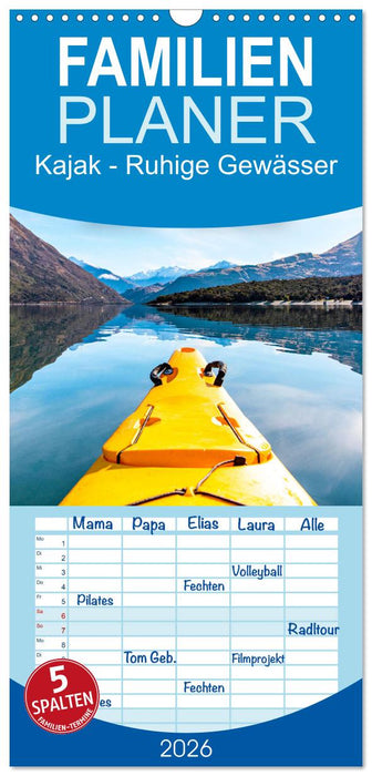 Kajak - Ruhige Gewässer (CALVENDO Familienplaner 2026)