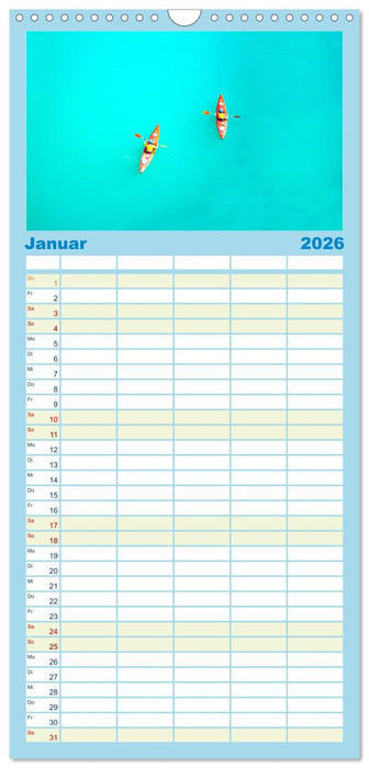 Kajak - Ruhige Gewässer (CALVENDO Familienplaner 2026)