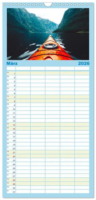 Kajak - Ruhige Gewässer (CALVENDO Familienplaner 2026)
