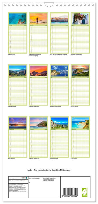 Korfu - Die paradiesische Insel im Mittelmeer. (CALVENDO Familienplaner 2026)