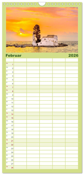 Korfu - Die paradiesische Insel im Mittelmeer. (CALVENDO Familienplaner 2026)